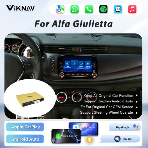 Viknav linux system wireless carplay android auto decoder box for Alfa GIulietta GPS Navigatipn Original Car Radio Screen