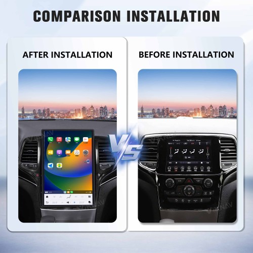 ViKNAV 14.4 Inch Android Car Radio For Jeep Cherokee 2013-2020 CarPlay Touch Screen GPS Navigation Stereo Head Unit With Piano Black
