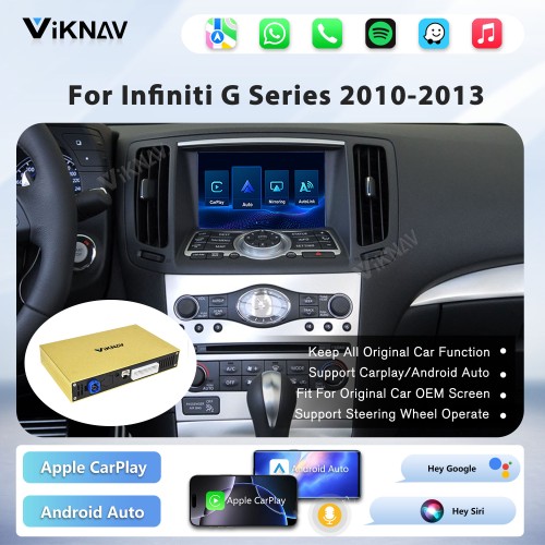 Viknav Linux System Wireless Carplay Android Auto Decoder Box For Infiniti G Series 2010-2013 GPS Navigatipn Original Car Radio Screen