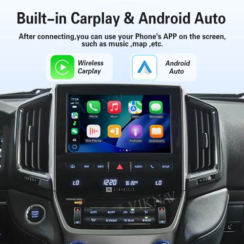 Viknav Linux Interface Box for Toyota LC200 2007-2021 Wireless CarPlay Android Auto GPS Navigation Original Car Radio Screen