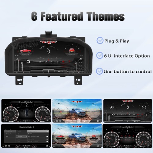 Viknav 13.8 inch Touch Screen Android Car Radio For Dodge RAM 2008- 2012 Wireless Carplay GPS Navigation With 13.1 Inch Car Speedometer