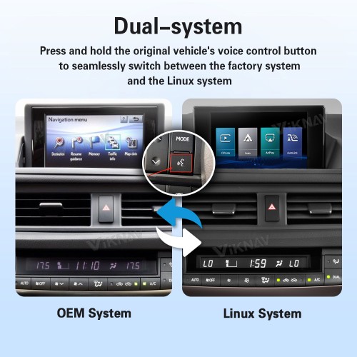 Viknav Linux Interface Box for Lexus CT 2014 -2022 Wireless CarPlay Decoder Android Auto GPS Navigation Original Car Radio Screen