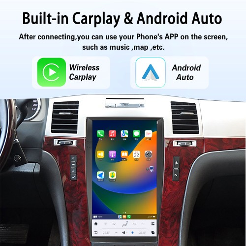 Viknav Android 13.6 inch Car Stereo for Cadillac Escalade 2008-2012 Wireless CarPlay & Android Auto GPS Navigation Multimedia Head Unit