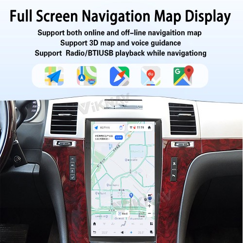 Viknav Android 13.6 inch Car Stereo for Cadillac Escalade 2008-2012 Wireless CarPlay & Android Auto GPS Navigation Multimedia Head Unit