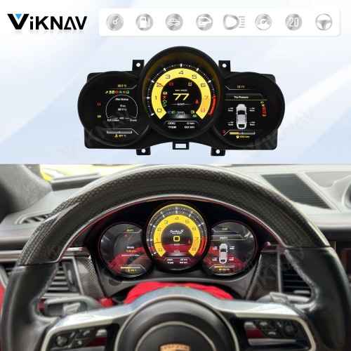 Viknav Linux System 12.3 Inch Digital Cluster Dashboard Speedometer Panel For Porsche Macan 2011-2018 Virtual Digital Instrument Cluster Cockpit