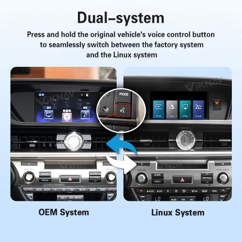 Viknav Linux Interface Box for Lexus ES 2015-2022 Wireless CarPlay Android Decoder Auto GPS Navigation Original Car Radio Screen