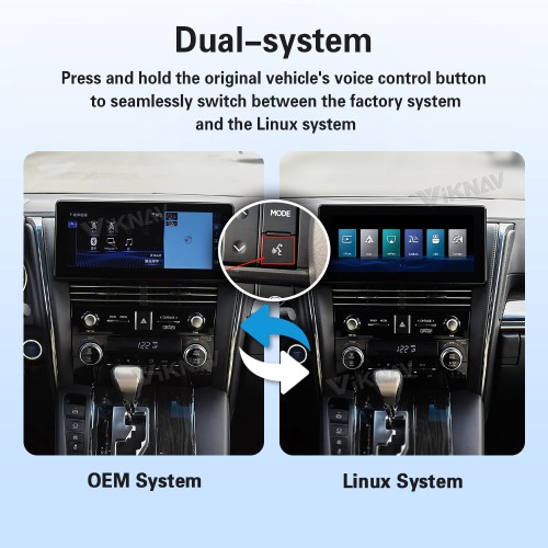 Viknav Linux Interface Box for Lexus LM 2020-2022 Wireless CarPlay Decoder Android Auto GPS Navigation Original Car Radio Screen