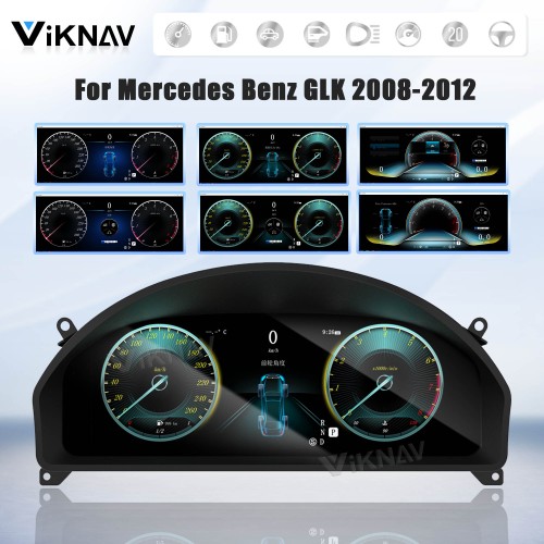 Viknav 12.3 Inch Digital Cluster Car Speedometer For Mercedes Benz GLK 2008-2012 Linux System Car Instrument Cluster Screen Instrument Replacement (NTG4.0)