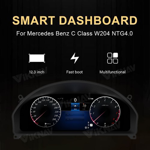 Viknav 12.3 Inch Digital Cluster Car Speedometer For Mercedes Benz GLK 2008-2012 Linux System Car Instrument Cluster Screen Instrument Replacement (NTG4.0)