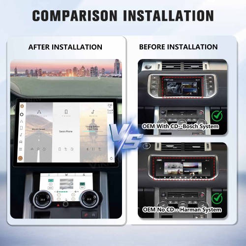 Viknav 13" Android Radio and AC Panel For Land Rover Range Rover Evoque L538 2013-2017 Multimedia Player GPS Navigation Stereo Wireless Carplay Android Auto Touch Screen
