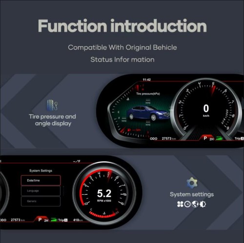 Viknav 12.3 Inch LCD Digital Cluster Car Speedometer For Infiniti Q70 2013-2019 Linux System Car Instrument Cluster Screen Instrument Replacement