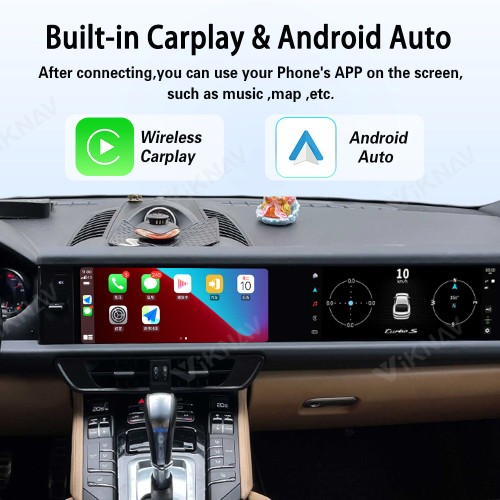 Android System 12.3 Inch+12.3 Inch Car Radio For Porsche Cayenne 2010-2017 Auto Stereo Wireless Carplay GPS Navigation Multimedia Player 128GB Dual Touch Screen (Black)