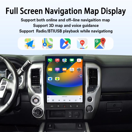 Viknav 15.6" Touch Screen Car Radio For Nissan Titan ( 2016 2017 2018 2019 ) Multimedia Player Android Auto GPS Navigation Wireless Carplay (128GB)