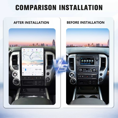 Viknav 15.6" Touch Screen Car Radio For Nissan Titan ( 2016 2017 2018 2019 ) Multimedia Player Android Auto GPS Navigation Wireless Carplay (128GB)