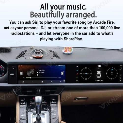 Android System 12.3 Inch+12.3 Inch Car Radio For Porsche Cayenne 2010-2017 Auto Stereo Wireless Carplay GPS Navigation Multimedia Player 128GB Dual Touch Screen (Beige)