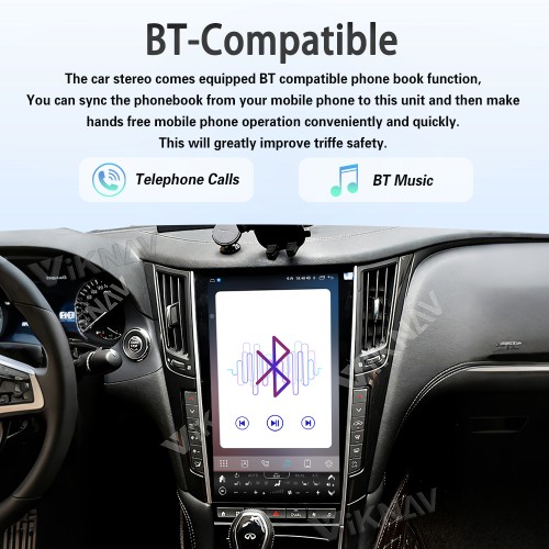 Viknav Tesla Style Android 13.6 inch Radio for Infiniti Q50 Q60 2013-2019 Wireless CarPlay Android Auto & GPS Navigation