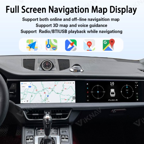 Android System 12.3 Inch+12.3 Inch Car Radio For Porsche Macan 2013-2017 Auto Stereo Wireless Carplay GPS Navigation Multimedia Player 128GB Dual Touch Screen(Black)