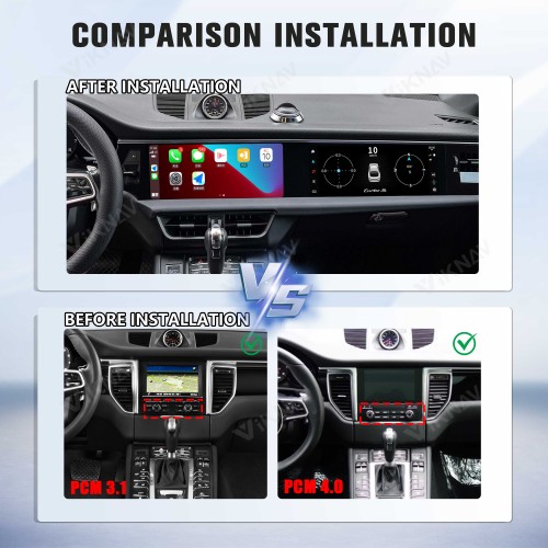 Android System 12.3 Inch+12.3 Inch Car Radio For Porsche Macan 2013-2017 Auto Stereo Wireless Carplay GPS Navigation Multimedia Player 128GB Dual Touch Screen(Black)