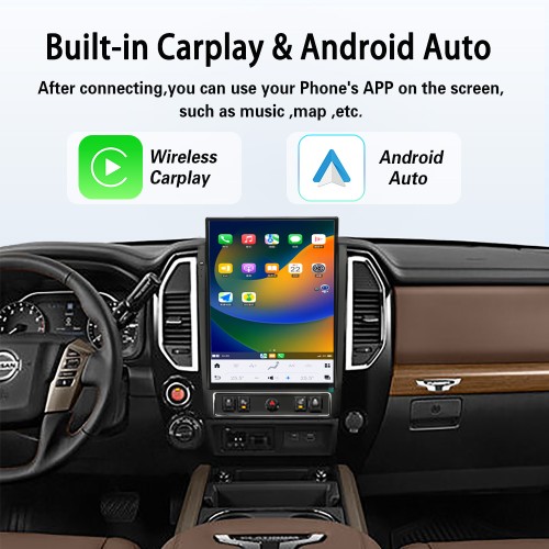 Viknav 15.6" Touch Screen Car Radio For Nissan Titan ( 2020 2021 2022 2023 2024 2025 ) Multimedia Player Android Auto GPS Navigation Wireless Carplay (128GB)