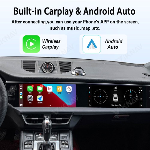 Android System 12.3 Inch+12.3 Inch Car Radio For Porsche Macan 2013-2017 Auto Stereo Wireless Carplay GPS Navigation Multimedia Player 128GB Dual Touch Screen(Garnet)
