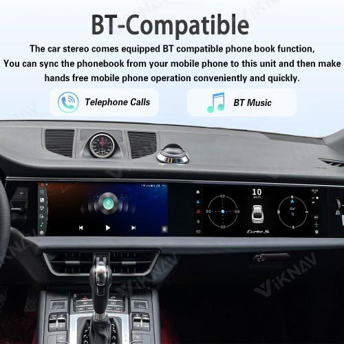 Android System 12.3 Inch+12.3 Inch Car Radio For Porsche Macan 2013-2017 Auto Stereo Wireless Carplay GPS Navigation Multimedia Player 128GB Dual Touch Screen(Bordeaux red)