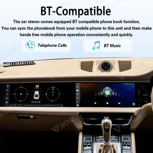 Android System 12.3 Inch+12.3 Inch Car Radio For Porsche Macan 2013-2017 Auto Stereo Wireless Carplay GPS Navigation Multimedia Player 128GB RHD Dual Touch Screen(Black)