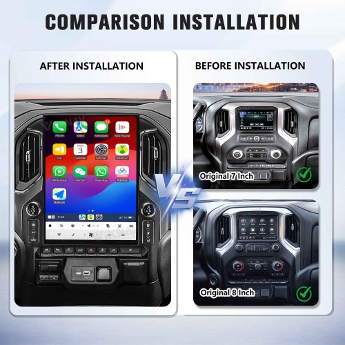 Viknav 15.6" Touch Screen Car Radio For Chevrolet Silverado GMC SIERRA 2019 2020 2021 2022 2023 Upgrade LCD Knob Android Auto GPS Navigation Wireless Carplay Multimedia Player Head Uint(128GB)
