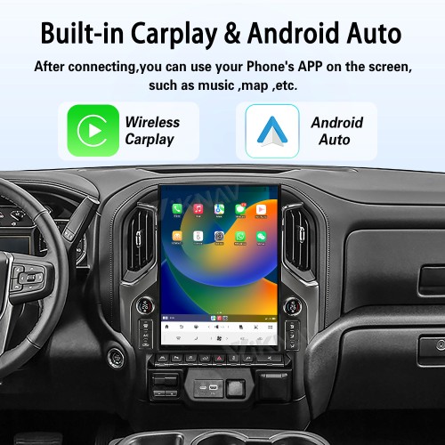 Viknav 15.6" Touch Screen Car Radio For Chevrolet Silverado GMC SIERRA 2019 2020 2021 2022 2023 Upgrade LCD Knob Android Auto GPS Navigation Wireless Carplay Multimedia Player Head Uint(128GB)