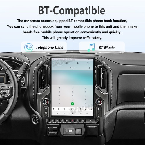Viknav 15.6" Touch Screen Car Radio For Chevrolet Silverado GMC SIERRA 2019 2020 2021 2022 2023 Upgrade LCD Knob Android Auto GPS Navigation Wireless Carplay Multimedia Player Head Uint(128GB)