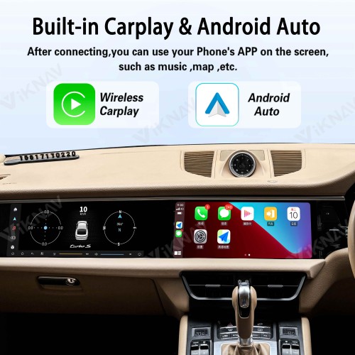 Android System 12.3 Inch+12.3 Inch Car Radio For Porsche Macan 2013-2017 Auto Stereo Wireless Carplay GPS Navigation Multimedia Player 128GB RHD Dual Touch Screen(Garnet)