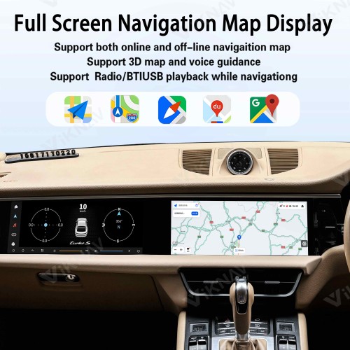 Android System 12.3 Inch+12.3 Inch Car Radio For Porsche Macan 2013-2017 Auto Stereo Wireless Carplay GPS Navigation Multimedia Player 128GB RHD Dual Touch Screen(Garnet)