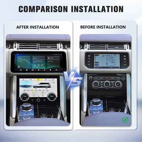Viknav 12.3 inch Android Radio AC Panel For Land Rover Range Rover Vogue L405 2013-2017 Wireless Carplay Android Auto Multimedia player GPS Navigation Auto Stereo Air Conditioning Touch Screen(Beige)