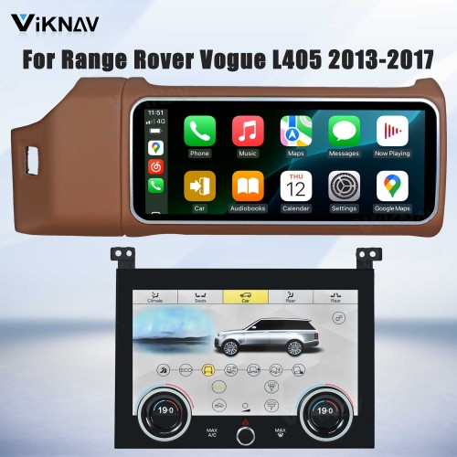 Viknav 12.3 inch Android Radio AC Panel For Land Rover Range Rover Vogue L405 2013-2017 Wireless Carplay Android Auto Multimedia player GPS Navigation Auto Stereo Air Conditioning Touch Screen(Brown)
