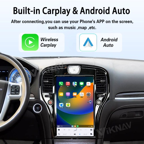 Viknav 14.4 Inch Car Radio for Chrysler 300C 2011-2020 Android Head Unit Multimedia Player GPS Navigation Wireless Carplay Android Auto