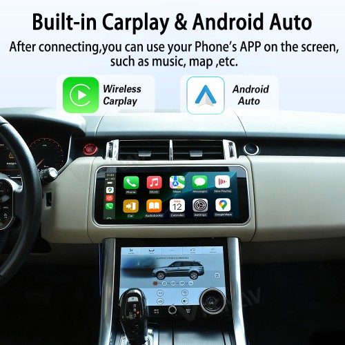 Viknav 12.3 inch Android Radio AC Panel For Land Rover Range Rover Sport L494 2013-2017 Wireless Carplay Android Auto Multimedia Player GPS Navigation Auto Stereo Air Conditioning Touch Screen(Ivory)