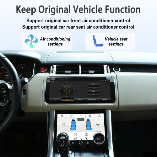 Viknav 12.3 inch Android Radio AC Panel For Land Rover Range Rover Sport L494 2013-2017 Wireless Carplay Android Auto Multimedia Player GPS Navigation Auto Stereo Air Conditioning Touch Screen(Ivory)