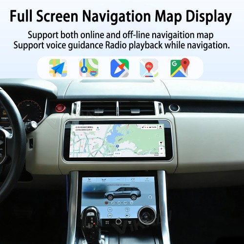 Viknav 12.3 inch Android Radio AC Panel For Land Rover Range Rover Sport L494 2013-2017 Wireless Carplay Android Auto Multimedia Player GPS Navigation Stereo Air Conditioning Touch Screen(Beige)