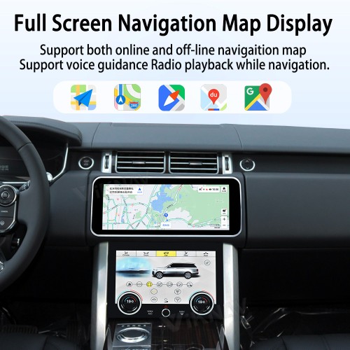 Viknav 12.3 inch Android Radio AC Panel For Land Rover Range Rover Vogue L405 2013-2017 Wireless Carplay Android Auto Multimedia player GPS Navigation Auto Stereo Air Conditioning Touch Screen(Black)