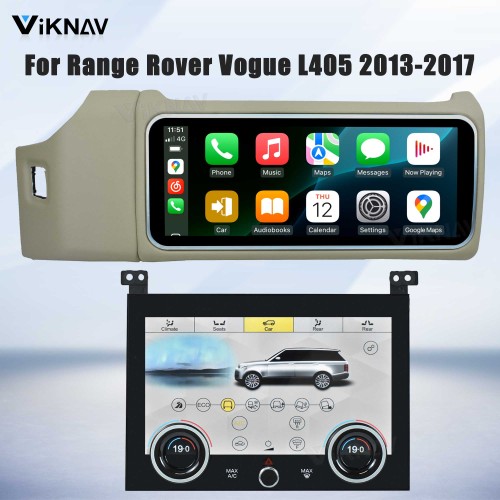 Viknav 12.3 inch Android Radio AC Panel For Land Rover Range Rover Vogue L405 2013-2017 Wireless Carplay Android Auto Multimedia player GPS Navigation Auto Stereo Air Conditioning Touch Screen(Beige)