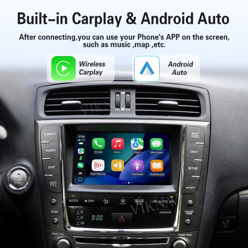 Viknav Android 13 Interface Box for Lexus IS 2005-2024 Wireless CarPlay Decoder Android Auto GPS Navigation  Original Car Radio Screen