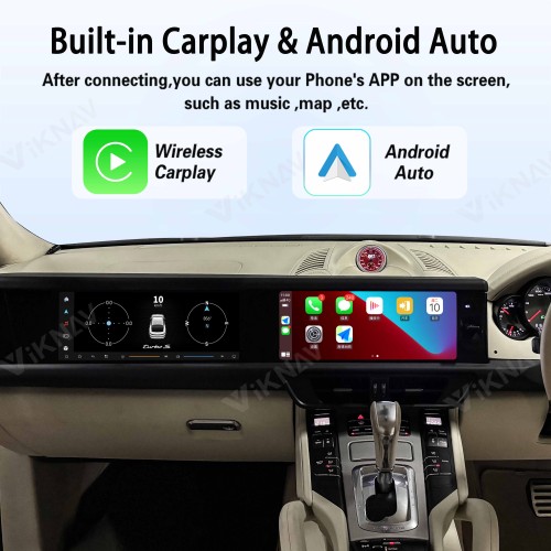 Android System 12.3 Inch+12.3 Inch Car Radio For Porsche Cayenne 2010-2017 Auto Stereo Wireless Carplay GPS Navigation Multimedia Player 128GB RHD Dual Touch Screen(Black)
