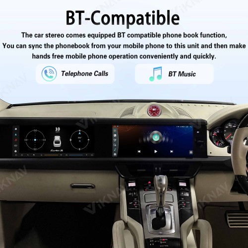 Android System 12.3 Inch+12.3 Inch Car Radio For Porsche Cayenne 2010-2017 Auto Stereo Wireless Carplay GPS Navigation Multimedia Player 128GB RHD Dual Touch Screen (Beige)