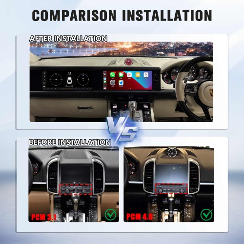 Android System 12.3 Inch+12.3 Inch Car Radio For Porsche Cayenne 2010-2017 Auto Stereo Wireless Carplay GPS Navigation Multimedia Player 128GB RHD Dual Touch Screen (Bordeaux red)