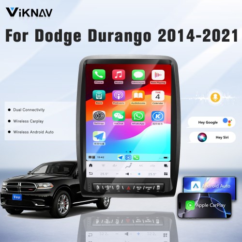 Viknav 13.8 Inch Android Car Radio For Dodge Durango 2014-2021  Android Auto Wirless Carplay GPS Navigation Multimedia Player Autoradio Head Unit  (black 128GB)