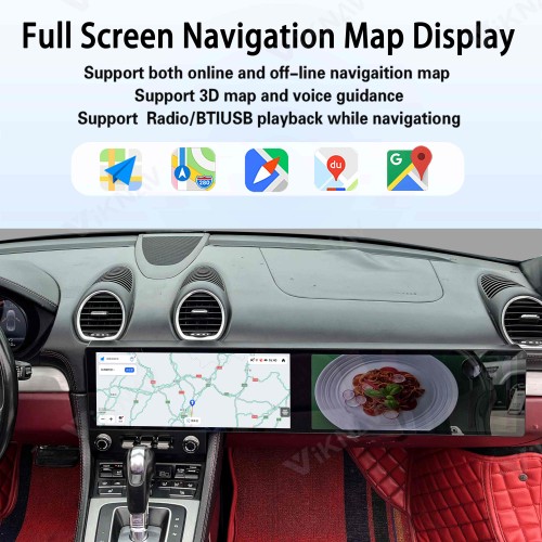 Android System Car Stereo Radio For Porsche 718 2016-2023 Auto Stereo Wireless Carplay GPS Navigation Multimedia Player Dual 12.3 Inch Touch Screen 128GB