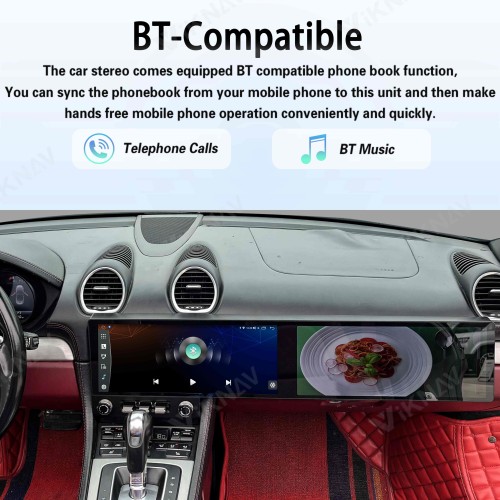 Android System Car Stereo Radio For Porsche 718 2016-2023 Auto Stereo Wireless Carplay GPS Navigation Multimedia Player Dual 12.3 Inch Touch Screen 128GB
