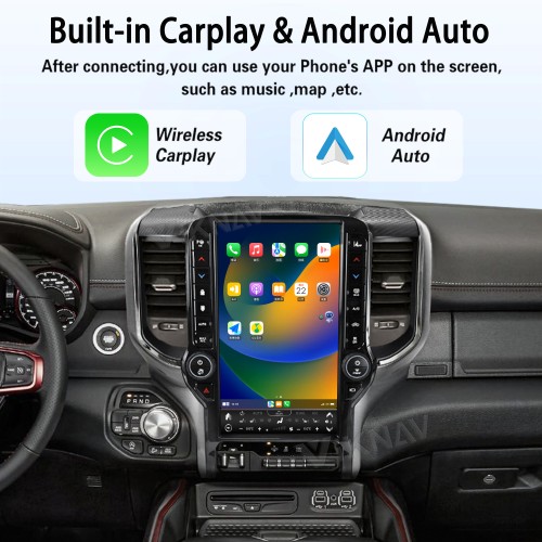 VIKNAV 13.6 Inch Android Head Unit For 2019-2024 Dodge Ram Car Stereo Radio GPS Navigation Carplay Multimedia Video Player (128GB)