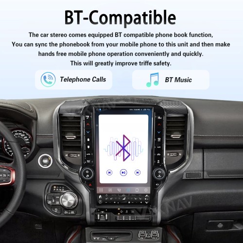 VIKNAV 13.6 Inch Android Head Unit For 2019-2024 Dodge Ram Car Stereo Radio GPS Navigation Carplay Multimedia Video Player (128GB)
