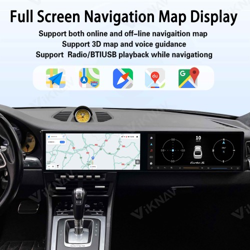 Android System Car Stereo Radio For Porsche 911 2012-2019 Auto Stereo Wireless Carplay GPS Navigation Multimedia Player Dual 12.3 Inch Touch Screen 128GB