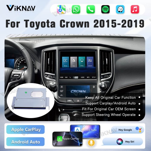 Viknav Linux Interface Box for Toyota Crown 2015-2019 Wireless CarPlay Android Auto GPS Navigation Original Car Radio Screen